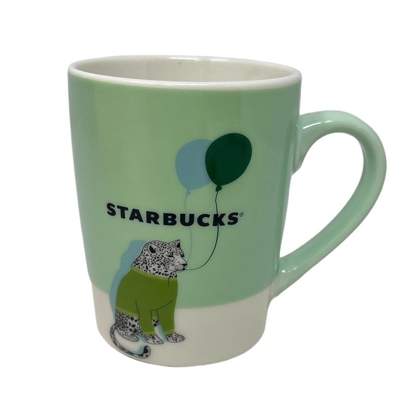 Starbucks 2020 Coffee Mug Cheetah and Balloons Green‎ and Ivory 10oz - Picture 5 of 5